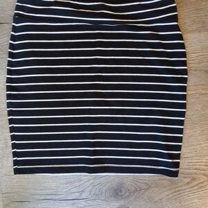 Black and White Striped Mini Skirt